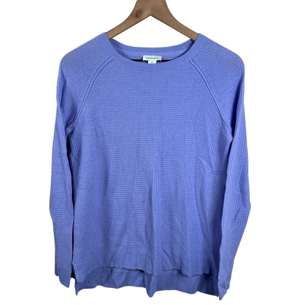 Sundance Womens XS Purple Cashmere Lightweight Long Sleeve Waffle Knit Sweater